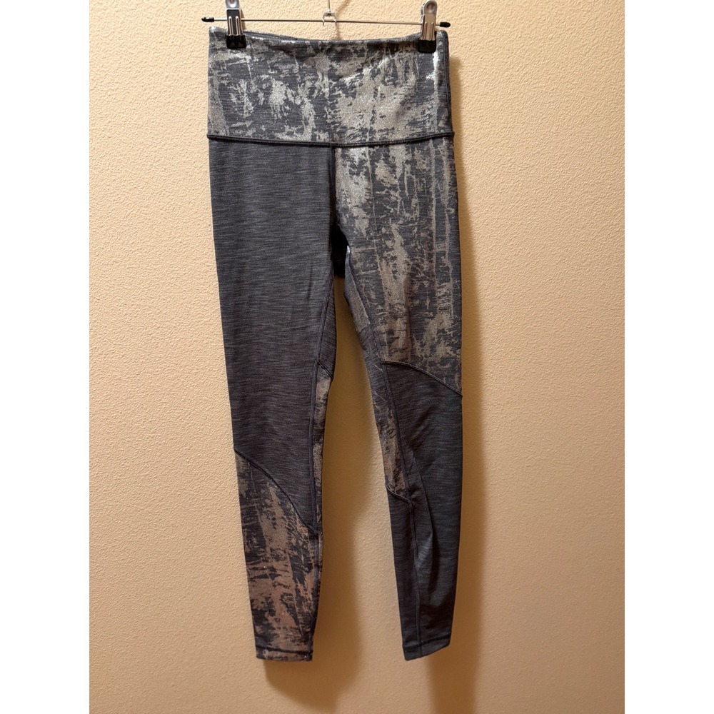 Lululemon Wunder Under High-Rise Tight 28 Foil Ombre Black Silver Leggings 4